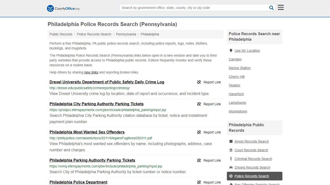 Police Records Search - Philadelphia, PA (Accidents & Arrest Records)