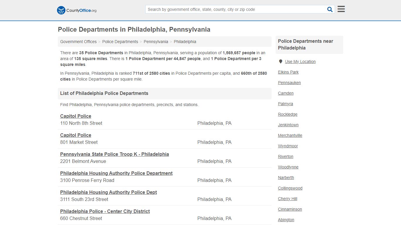 Philadelphia, PA (Arrest Records & Police Logs) - County Office